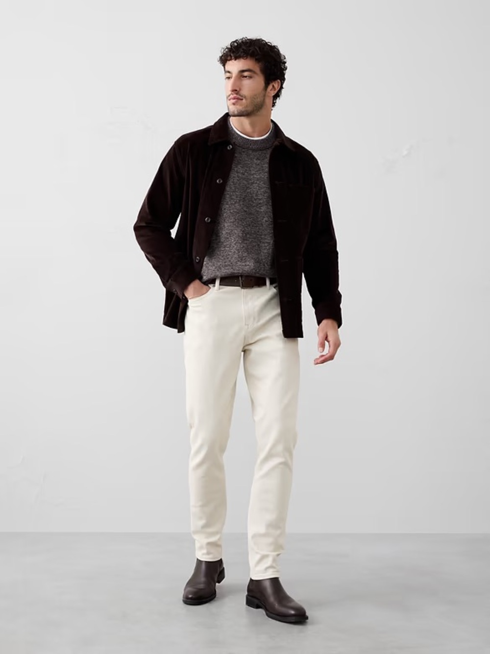Banana Republic men’s travel jean, tan/off white size 35x30